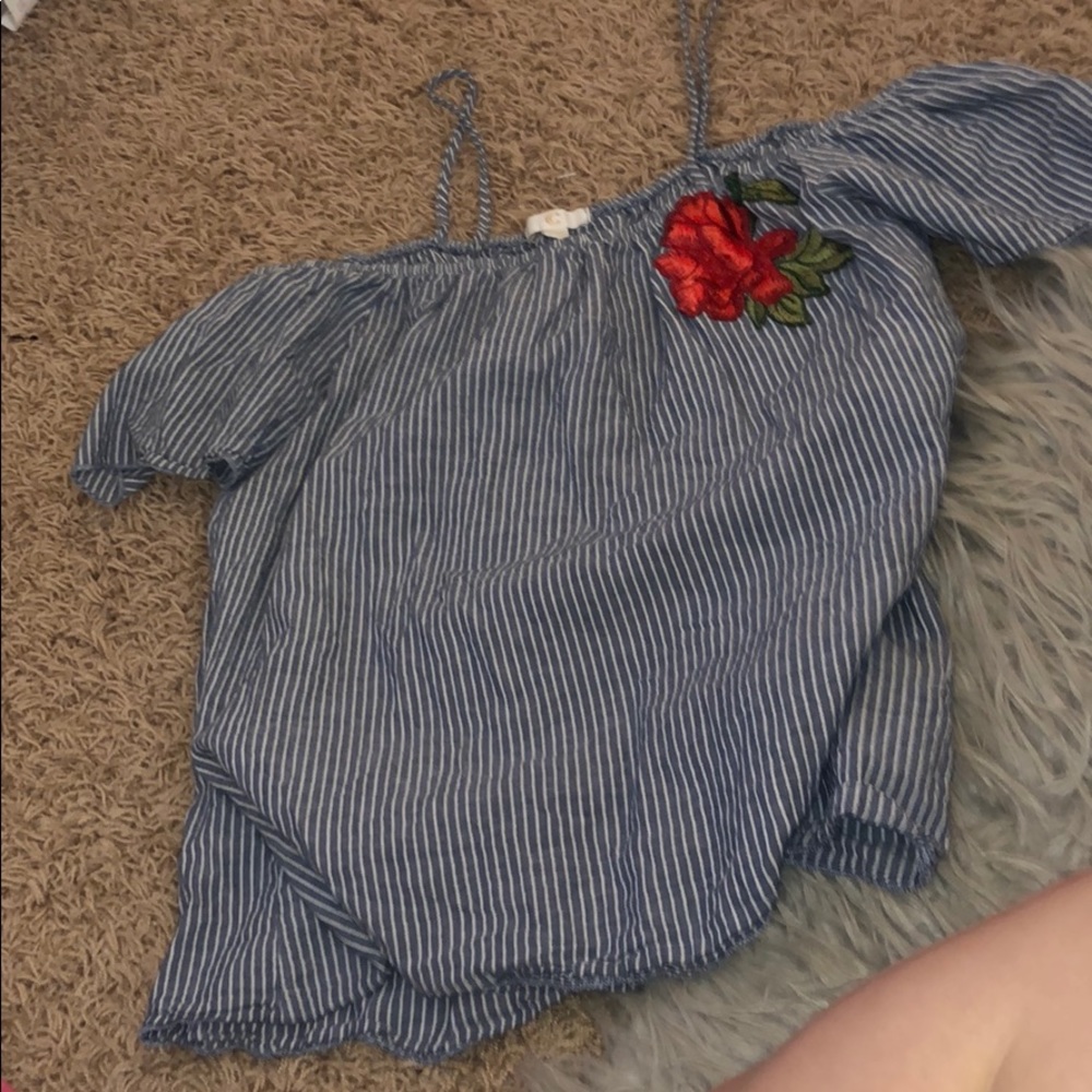 Striped off the shoulder shirt